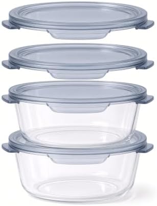 Glass Food Storage Containers with Lids — 4 Piece — 2 Containers + 2 Lids, 13.55 oz Each Glass, BPA-Free Leakproof Stackable Lids, Microwave, Oven & Dishwasher Safe — Ideal for Meal Prep, - Smoke Lid - Image 5