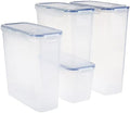 Lock & Lock Easy Essentials Food Storage Bin Set for Pasta, Flour, Sugar/Airtight Container Lids/BPA-Free/Dishwasher Safe, 8 Piece - Clear by LocknLock