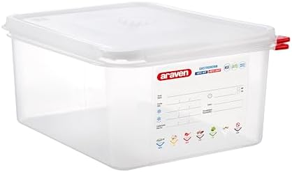 Araven Airtight Container, Food Pan with Lid for Storage in Kitchen and Restaurant, 1/2 GN 6" Deep, 1 Count, Clear by Araven