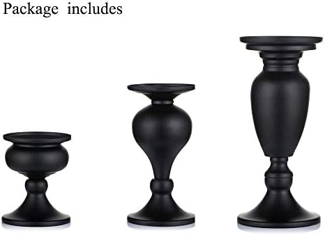 Sziqiqi Pillar Candle Holders Set of 3 Black for Table Mantle Fireplace Decor Modern Farmhouse Home Decor - Image 6