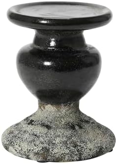 Creative Co-Op 2-Tone Sculptural Terracotta Pillar Candle Holder, Distressed Black by Unknown