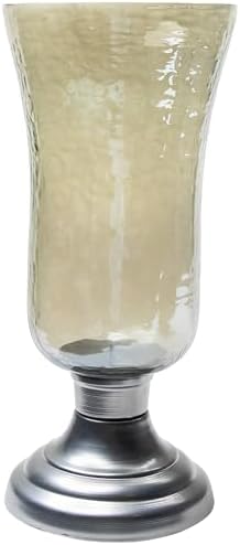 Textured Glass Hurricane Pillar Candle Holder - 15.5" - Gold - Image 5
