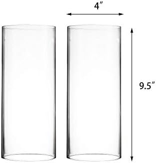 CYS EXCEL 2 PCS (H:10" D:4") Open Ended Glass Hurricane Candleholder Tube Shade | Open Flame Candle Chimney Tube Cover | Bottomless Cylinder - Image 2