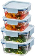 LocknLock LNG214S4M The Clear Heat-Resistant Borosilicate Glass Food Storage Set, 8-Piece (4 Containers + 4 Lids) - Mint by LocknLock