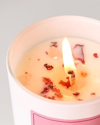 AOOVOO Rose Scented Candles for Women - Aromatherapy Candle with Crystals Inside, 7oz Soy Candles for Home Scented, Mothers Day Birthday Gifts Mothers Day Candle for Women Mom - Image 2
