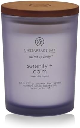 Chesapeake Bay Candle Medium Jar Scented Candle Serenity + Calm (Lavender Thyme) Home Décor Orange Gifting Idea Burn Time of 50 Hours by ChesapeakeBayFragrance