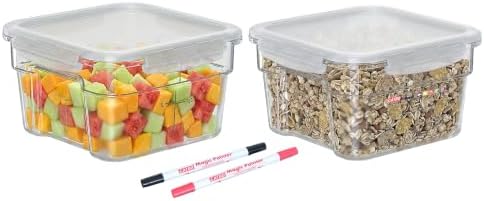 2 Pack 2 QT Commercial Airtight Food Storage Containers, Clear Polycarbonate Kitchen Ingredient Storage Containers, Stackable Food Prep Containers for Spices, Seasonings, Nuts, Tall Model by GATBO