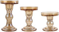 3-Piece Set of Amber Glass Candlestick, Crystal Candlestick Holder Holder and Conical Candle, Christmas Candle Holder Decoration, Family Living Room Wedding Candle Holder (Amber) by BTGLLAS