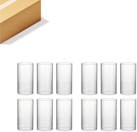 WGVI Hurricane Candle Holder Sleeve, Wide 3.5", Height 10", Clear Glass Cylinder Candleholder, Chimney Tube, Open Ended Candle Shade, 12 Pieces Bulk by WGVInternational-OpusGlassware