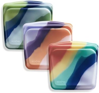 Stasher Premium Reusable Silicone Bags and Lunch Bag, 3-Pack, Artivism by Stasher