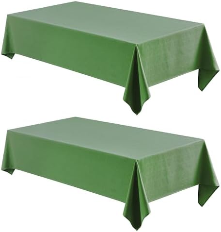 Veblandy 2 Pack Rectangle Tablecloth, 52x70 inch, Water Resistant Wrinkle Free Linen Textured Table Cloth Washable, Decorative Fabric Table Cover for Dining, Party and Camping, Green by Veblandy