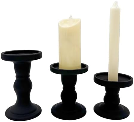 Black Glass Candle Holders 3 Pack Clear Candlestick Stand Table Centerpiece - Image 7