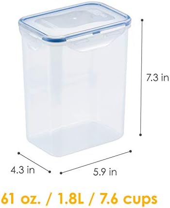 LOCK & LOCK LocknLock Easy Essentials Airtight Rectangular Tall Food Storage Container 7.61 Cup, 4 Piece, Clear - Image 2