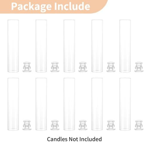 NUPTIO Hurricane Glass Candle Holders for Wedding - 12" H Set of 10 - Image 6
