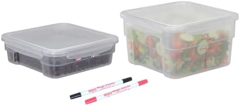 2 Pack Airtight Commercial Food Storage Set, 2 QT & 4 QT BPA-Free Translucent Polypropylene, Stackable, Gold Scale Markings for Dry Ingredients, Shallow Model by GATBO