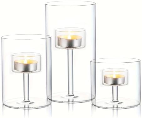 Bigsee Hurricane Glass Cylinder Candle Holder for Table Centerpices, 3pcs by Bigsee