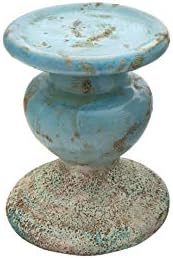 Creative Co-Op Small Distressed Blue Terracotta Pillar Candle Holder by Unknown