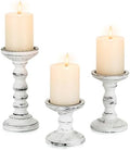 Candeldo Wood Candle Holders for Pillar, White Farmhouse Fireplace Decor by CANDELDO