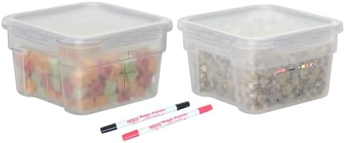 2 Pack 2 QT Commercial Airtight Food Storage Containers, BPA-Free Translucent Polypropylene, Stackable Ingredient Bin for Spices & Seasonings, Tall Model by GATBO