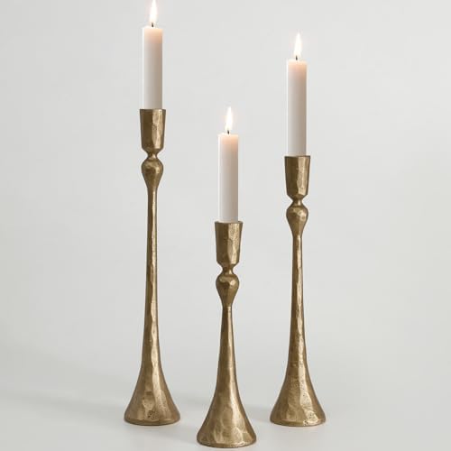 Vintage Cast Iron Taper Candle Holder - Set of 3 Decorative Candle Stand by SUJUN