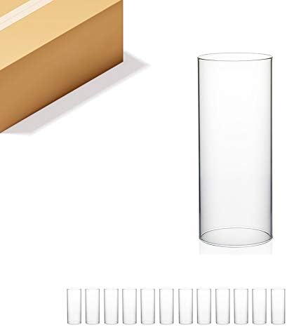 WGVI Hurricane Candle Holder Sleeve, Wide 5", Height 8", Clear Glass Cylinder Candleholder, Chimney Tube, Open Ended Candle Shade, 12 Pieces Bulk by WGVInternational-OpusGlassware