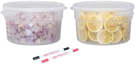 2 Pack 2QT Commercial Round Food Storage Containers with Lids by GATBO
