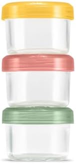 Ello Color Lock 4oz Glass Condiment Containers with Lids, 3 Pack, Desert by Ello