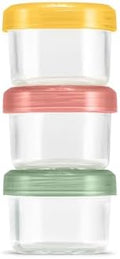 Ello Color Lock 4oz Glass Condiment Containers with Lids, 3 Pack, Desert by Ello