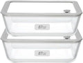 Glass Food Containers with Glass Lid, Microwave Safe Food Storage Container Set, 2 Pack of 87oz, Large Size Airtight Storage Set with Leak Proof Lids, Meal Prep Containers by Eco-Evo