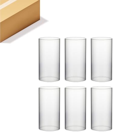 WGVI Hurricane Candle Holder Sleeve, Wide 3.5", Height 8", Clear Glass Cylinder Candleholder, Chimney Tube, Open Ended Candle Shade, 6 Pieces Bulk by WGVInternational-OpusGlassware