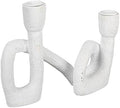 Modern Sculptural Double Taper Candle Holder, White by Bloomingville