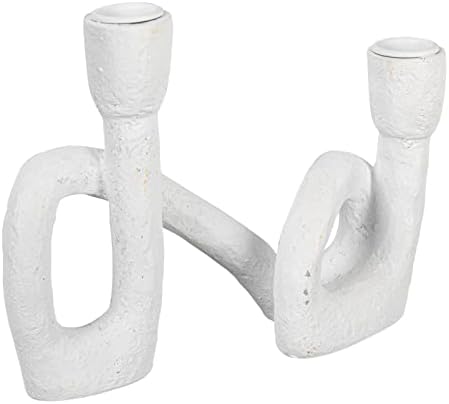 Modern Sculptural Double Taper Candle Holder, White by Bloomingville
