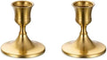 Romadedi Gold Candlestick Candle Holders for Taper, 2 PCS Gold Brass Color Candle Stick Candle Holder for Table Centerpiece, Wedding Reception, Festive Christmas Mantel Decoration or Home Decor by ROMADEDI