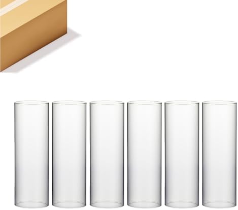 WGVI Hurricane Candle Holder Sleeve, Wide 4.7", Height 14", Clear Glass Cylinder Candleholder, Chimney Tube, Open Ended Candle Shade, 6 Pieces Bulk by WGVInternational-OpusGlassware