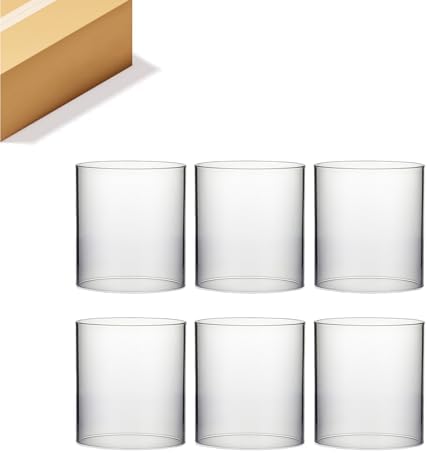 WGVI Hurricane Candle Holder Sleeve, Wide 5.5", Height 6", Clear Glass Cylinder Candleholder, Chimney Tube, Open Ended Candle Shade, 6 Pieces Bulk by WGVInternational-OpusGlassware