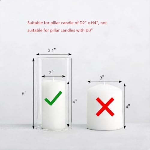 CYS EXCEL 1 PC Glass Hurricane Tube (H:6" D:3.1") - Fits Candles up to 2" Wide, Requires Holder Base 3.25" or Wider - Image 2