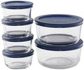 Anchor Hocking 12 Piece Glass Storage Containers with Lids (6 Glass Food Storage Containers & 6 Navy Blue SnugFit Lids) by AnchorHocking