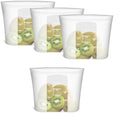 Reusable Silicone Food Storage Bags Quart 4 Pack, Stand Up Ziplock Reusable Freezer Sandwich Bag Containers for Food Travel, Freezer Microwave Oven Dishwasher Safe, Translucent, 33.8fl.oz by Annaklin