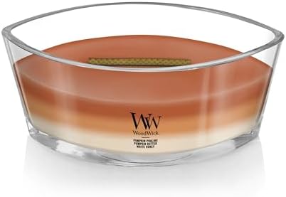 WoodWick Pumpkin Gourmand Trilogy Holiday Candle Gifts for Women and Men, 16 oz Ellipse Trilogy Candle with Crackling Wick - Image 2
