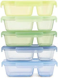 Ello Snap & Nest 10-Piece 3 Cup Plastic Divided Meal Prep Set, Reusable Food Containers for Healthy Eating, Freezer, Dishwasher Safe, Seafoam by Ello