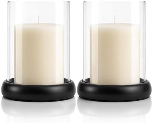 2 Pack Hurricane Candle Holders, Glass Cylinder Candleholder by Unknown
