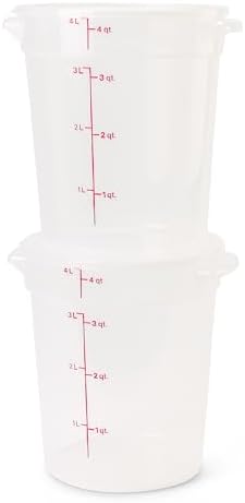 Cambro Food Storage Containers with Lids (BPA-Free) - 4 Quart - Food Grade Buckets with Lids (4 Pack) - For Dough Proofing and Brining (Translucent) - Image 3