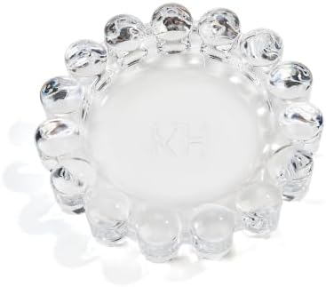 khtumeware Large Chic Clear Bubble Glass Candle Dish – Modern Clear Glass Candle Holder for Tealights & Diffusers, Decorative Tray for Home & Tabletop Decor（1 Pack） by khtumeware