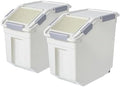 HANAMYA 15 Liter / 30 lbs Rice Storage Container with Measuring Cup, BPA free, For Rice | Grain | Pet Food | Flour, 2 count, White by HANAMYA