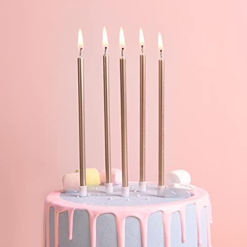 PHD CAKE 36-Count Champagne Long Thin Metallic Birthday Candles, Cake Candles, Birthday Parties, Wedding Decorations, Party Candles, Cake Decorations - Image 2