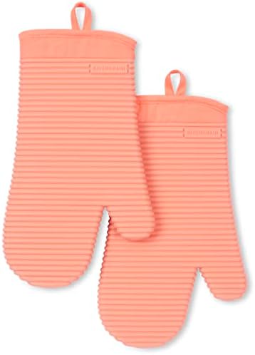 KITCHENAID Ribbed Soft Silicone Oven Mitt 2-Pack Set, 7.5"x13", Bird of Paradise by Unknown