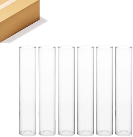 WGVI Hurricane Candle Holder Sleeve, Wide 4", Height 30", Clear Glass Cylinder Candleholder, Chimney Tube, Open Ended Candle Shade, 6 Pieces Bulk by WGVInternational-OpusGlassware