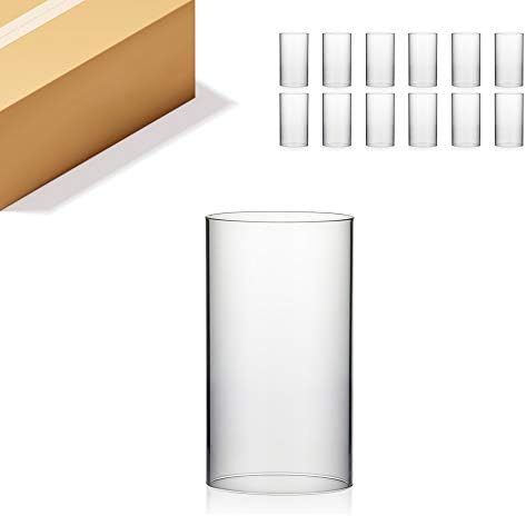 WGVI Hurricane Candle Holder Sleeve, Wide 5.5", Height 10", Clear Glass Cylinder Candleholder, Chimney Tube, Open Ended Candle Shade, 12 Pieces Bulk by WGVInternational-OpusGlassware