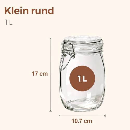 ComSaf Glass Jars with Airtight Lids 34oz 3 Pack Pantry Storage Coffee - Image 2