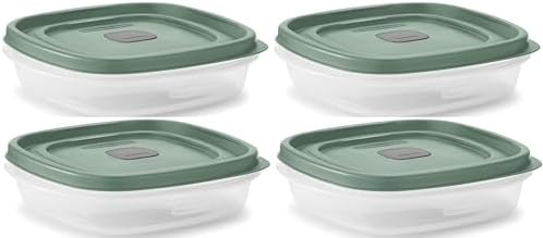 Food Storage Containers, Rubber Maid, Blue Spruce, 3 Cup Food Storage Containers, 8 Piece Set, Vented Easy Find Lids, Vented, 4 Containers, 4 Lids by Utensilux